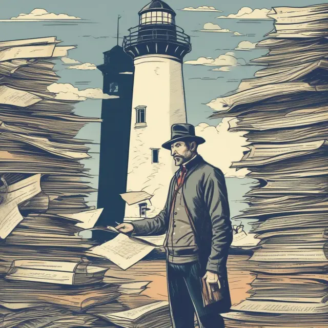 Taxpayer organizes records and receipts as they navigate Schedule A with the guidance of a lighthouse, maximizing tax deductions