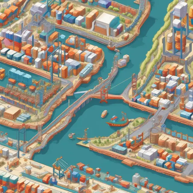 A serene river representing various SCM models - continuous flow, agile, and fast, each with unique approaches to navigate the industrial landscape