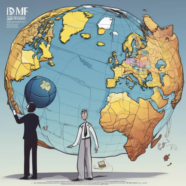 A world map with IMF at its center, distributing SDRs as raindrops to countries according to their IMF quota shares