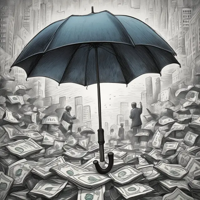 An oversized umbrella with the Securities Exchange Act