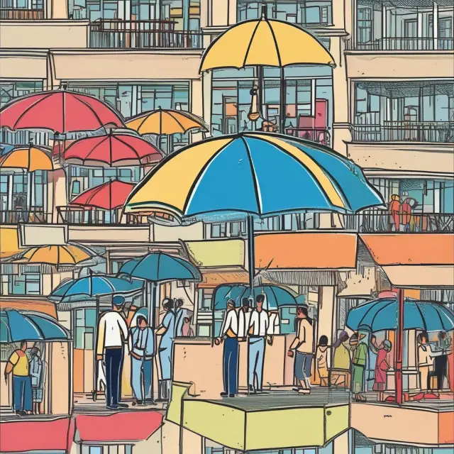 An image of SEBI shaping an Indian capital market, symbolizing investor protection (umbrella) and market development (foundation).