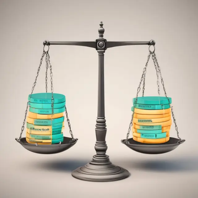 Two scales balance investment opportunities, fees, and benefits from different policies