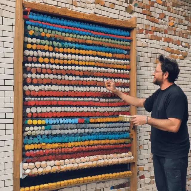 A self-employed artist painting a mosaic on an abacus, illustrating the intricate process of calculating and making quarterly estimated SECA tax payments.
