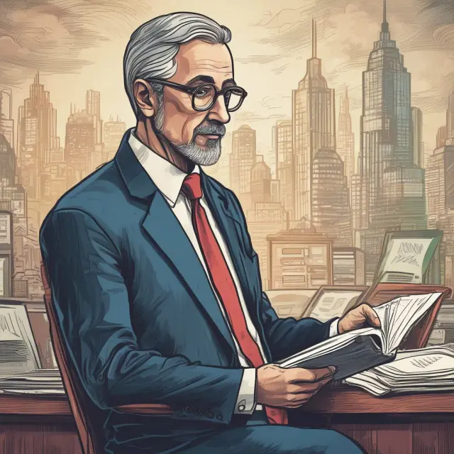 Institutional investors engaging with an FAQ guru in a lively secondary market setting, surrounded by charts and trading securities