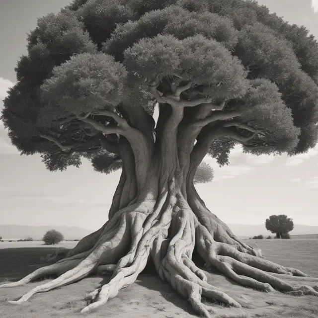 An ancient tree with intertwined branches symbolizing the complexities and intricacies of Section 1231 gains for various business assets.