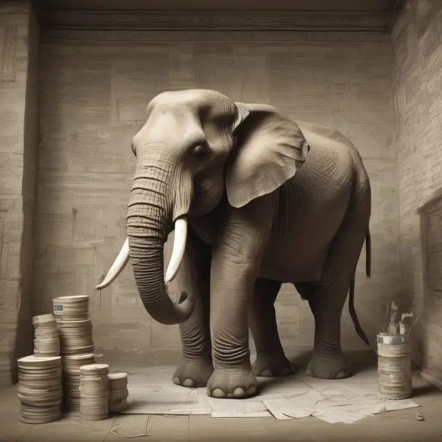 An elephant, symbolizing the challenges of tax law, browses through a complex maze of financial charts related to Section 1245 and its implications.