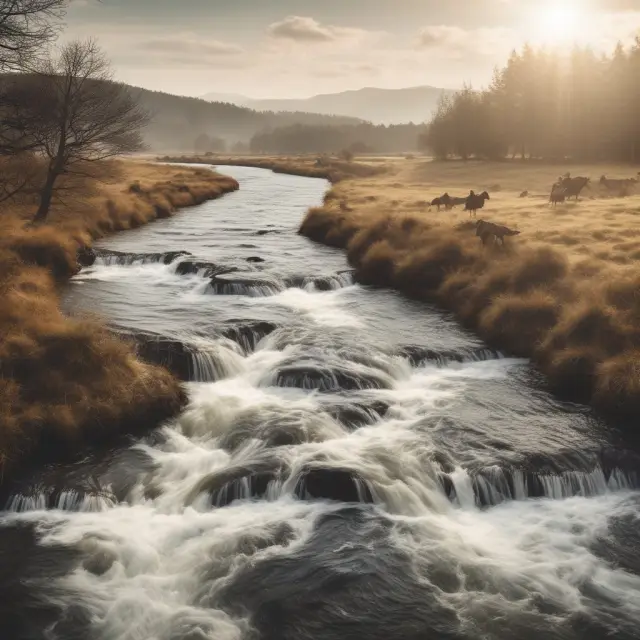 A timeless river represents secular investing, as it flows through a diverse landscape of benefits and risks, shaping the investment landscape