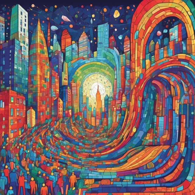 Colorful mosaic with various security types (equity, debt, hybrid) forming a cohesive image, regulated by the Securities and Exchange Commission