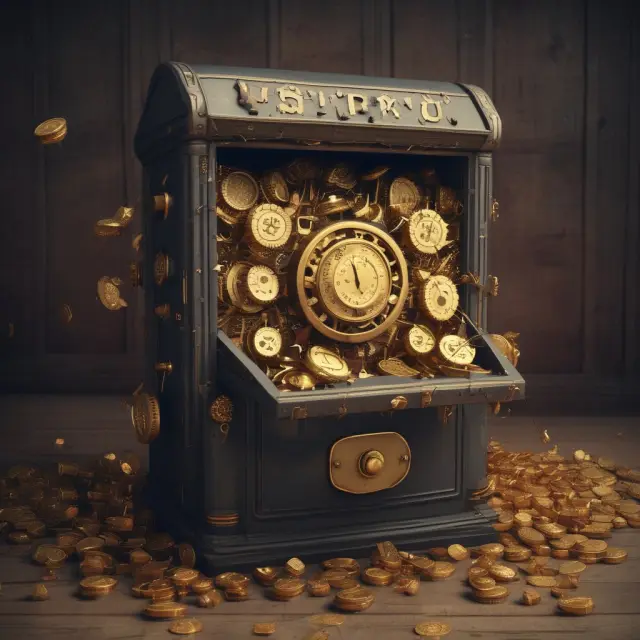 Gear system releasing gold coins into a vault: illustrating the process of calculating annualized SEC yield