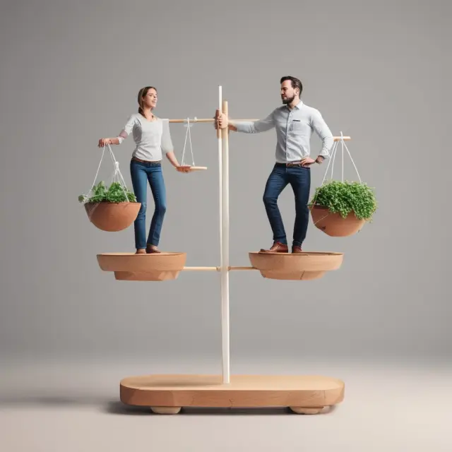 An entrepreneur stands on a scale, weighing the loss of control against the pressure for rapid growth in the context of seed capital