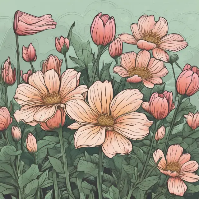 Flowers representing seasonal performance trends in stocks, with some blooming during autumn (Nov-Apr) and others wilting during spring (May-Oct)