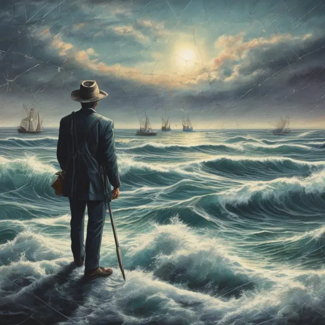 An institutional investor steering a boat through a vast ocean of interconnected variables, applying best practices for conducting sensitivity analysis
