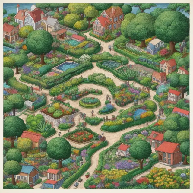 An image depicting a flourishing garden filled with stocks, bonds, mutual funds, and real estate investments growing together to represent diversified retirement savings within a SEP IRA