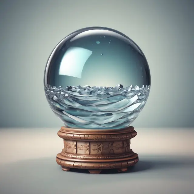 A crystal ball filled with rippling water, illustrating the impact of historical data on future trends in serial correlation analysis