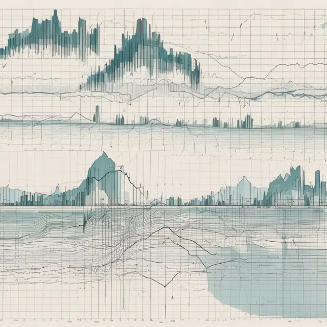 An image of overlapping waves representing positive and negative serial correlations in finance, emphasizing financial trend analysis