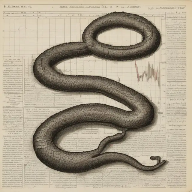 Visualization of serial correlation as a snake weaving through financial trends