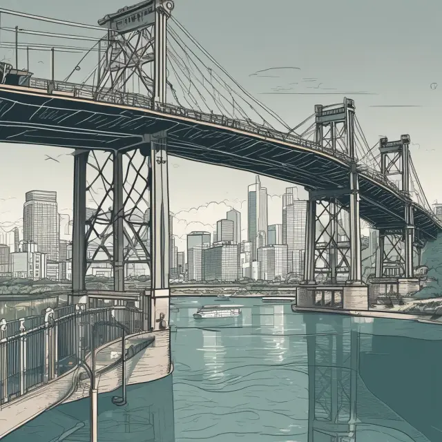A bridge crossing venture capital, private equity, convertible preferred stock, and crowdfunding, representing various Series B financing methods