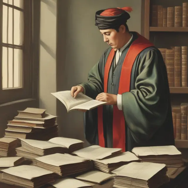 Scholar reading books and holding exam certificates, illustrating dedication to securities industry prerequisites