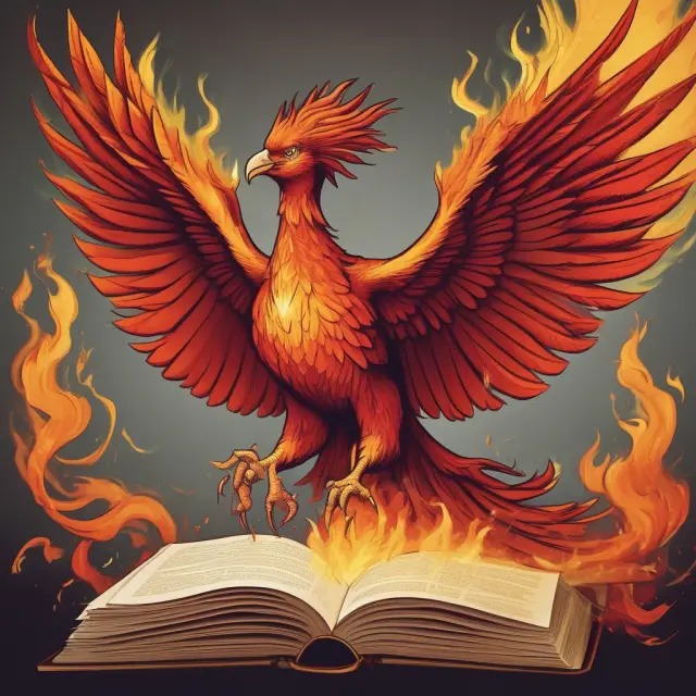 Image of a mythical phoenix arising from the pages of a textbook, representing career advancement for Series 57 candidates.