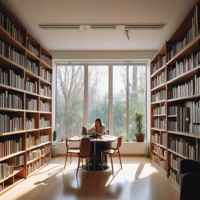 A person preparing for the Series 66 exam in a bright, organized study space filled with books, laptops, and course materials.