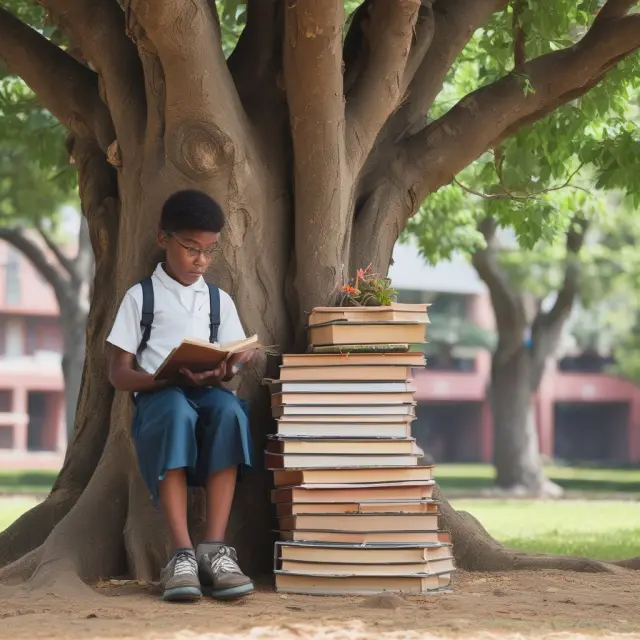 Student engrossed in study materials, surrounded by books, notes, and practice test papers, symbolizing effective Series 66 exam preparation