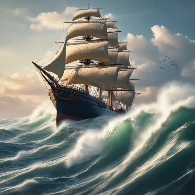 A ship, sponsored by FINRA, sails through choppy waters signifying the process of obtaining a Series 6 license