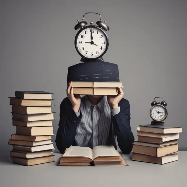 Person studying with books and clock, symbolizing Series 6 exam preparation