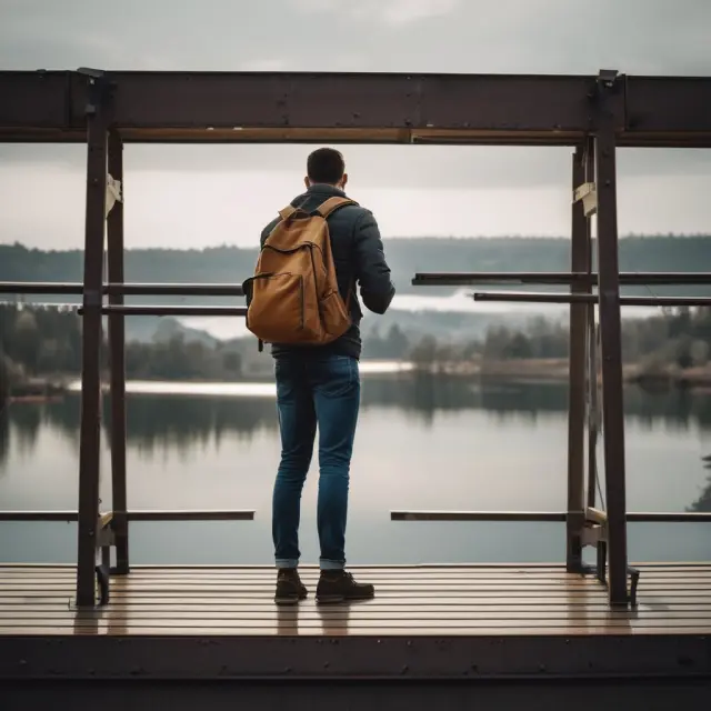 A person holding a Series 7 license standing on a bridge, symbolizing progression and transition to further licenses (Series 65/66, Series 24, etc.)