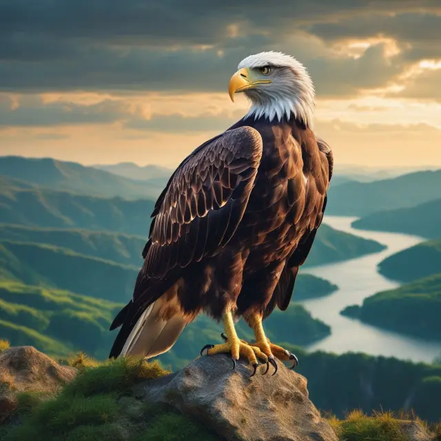 An eagle holding paper and electronic bonds above a vast financial landscape, representing the purchasing process for institutional investors in Series EE Bonds