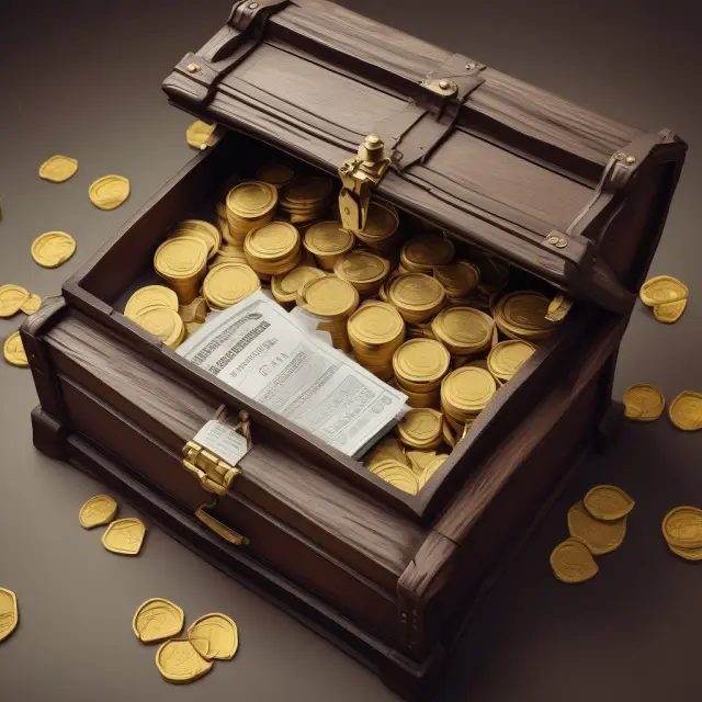 Golden chest filled with paper Series EE bonds, representing secure investment opportunities