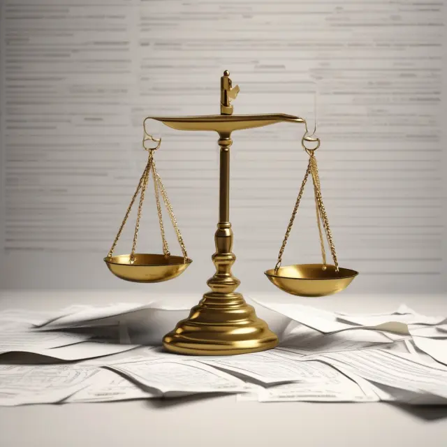 Golden scale weighing Series I bond stacks against tax documents. An image illustrating the balance between investment limits and taxes on Series I bonds.