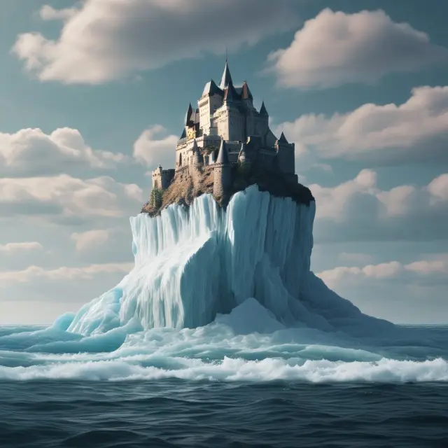 Castle symbolizing the stability of Series I Bonds sitting on an iceberg foundation illustrating their illiquid nature