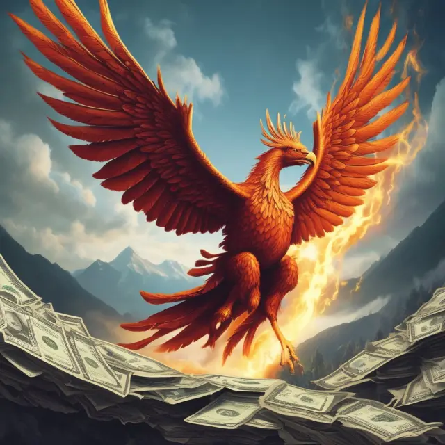 Phoenix emerging from a cash value life insurance policy, representing a strategic supplemental executive retirement plan (SERP).