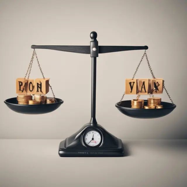 Scale comparing tips and service charges, illustrating consumer choices during transactions.