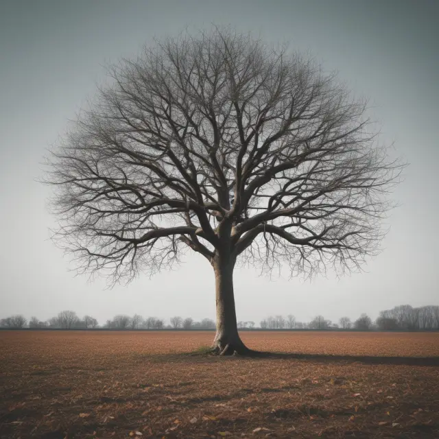 A tree sheds autumn leaves, symbolizing departing employees; new sprouts emerge, illustrating personal growth
