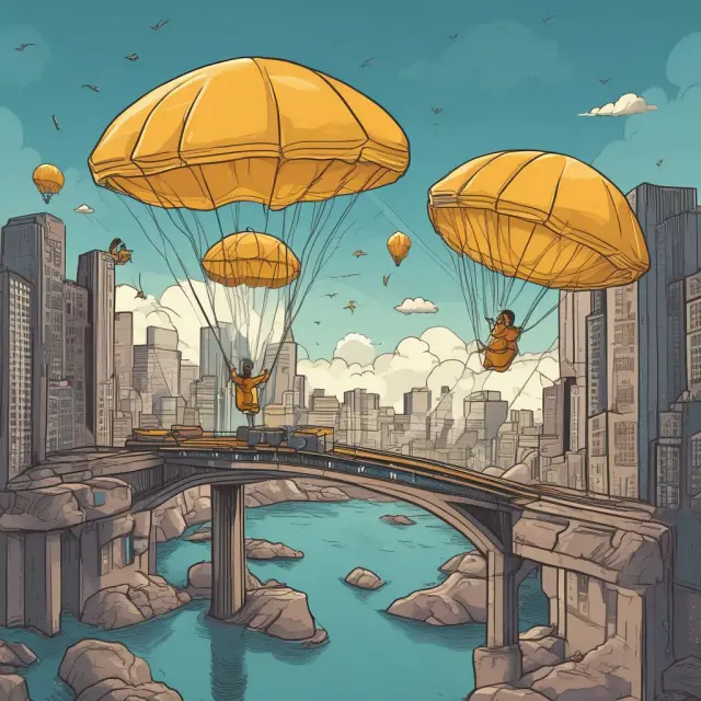 Two interconnected firms exchanging employees and resources; one offers financial support during transitions (SEO: company acquisition, severance packages, golden parachutes)