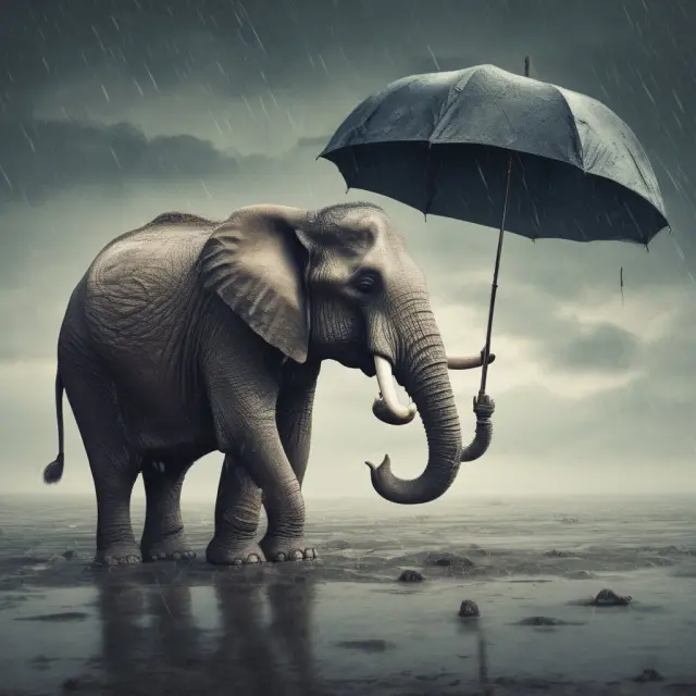 Corporate elephant ponders whether to offer severance packages to employees during layoffs, amidst a storm of public opinion