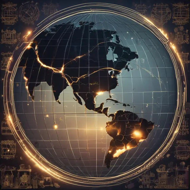 An illuminated globe showing special economic zones (SEZs) promoting international investment and economic progress