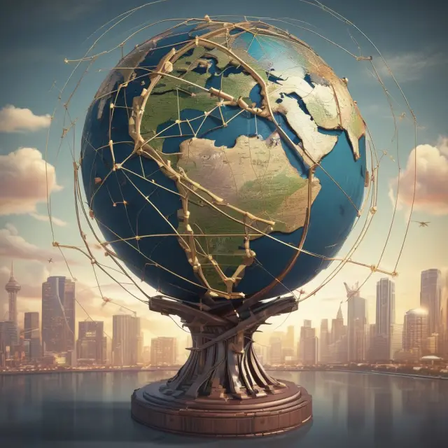 An image of the world with interlinked Special Economic Zones contributing to a web of global economic progress
