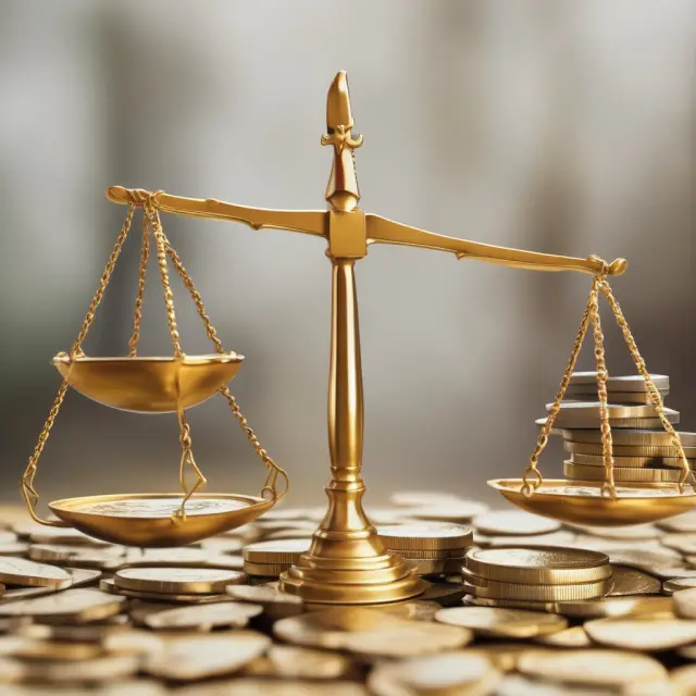 Golden scales with SG&A expenses in balance, representing effective financial analysis.