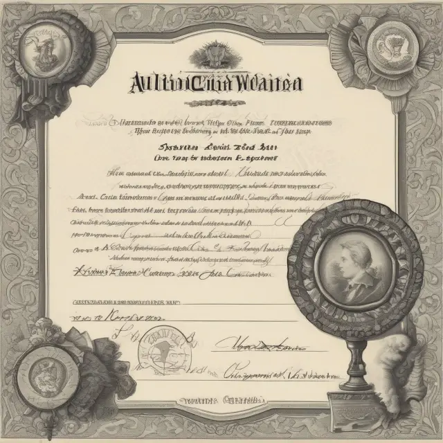 An ornate share certificate tucked inside an hourglass, symbolizing the importance of considering taxes when dealing with share transfers and inheritance.