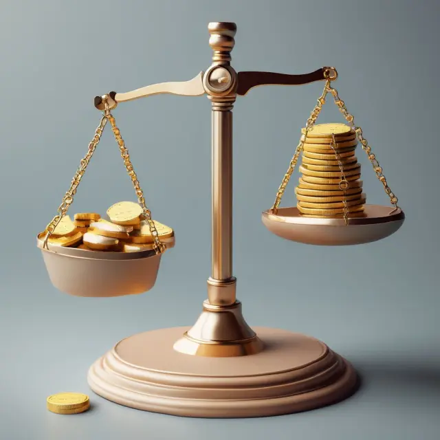 Golden balance scales filled with coins representing customer spending, with data points in the background illustrating effective analysis.