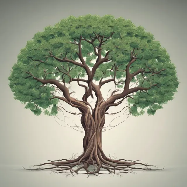 Image of a tree whose roots represent companies growing and entwining as they increase their customers