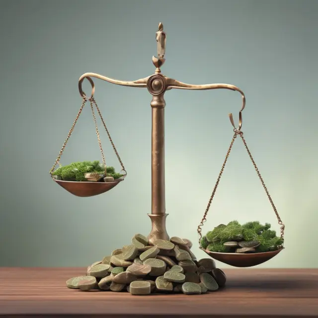 A set of scales balancing a golden shareholder