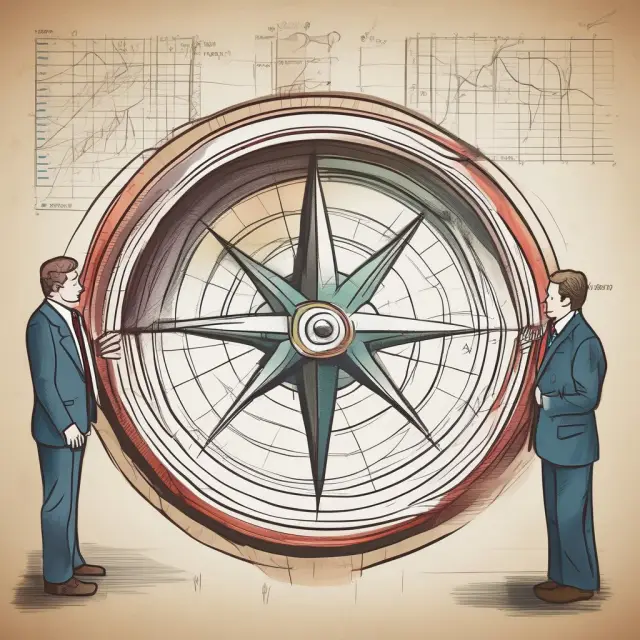 A compass with a gold shareholder equity ratio guiding a ship through treacherous financial waters.