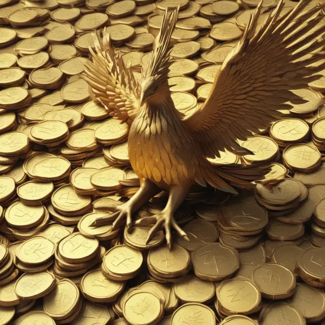 Image of a phoenix made of gold coins, rising, representing shareholder equity ratio