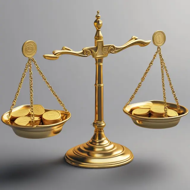 Two scales with gold coins depicting assets, balanced against silver coins symbolizing liabilities for PepsiCo and Coca-Cola