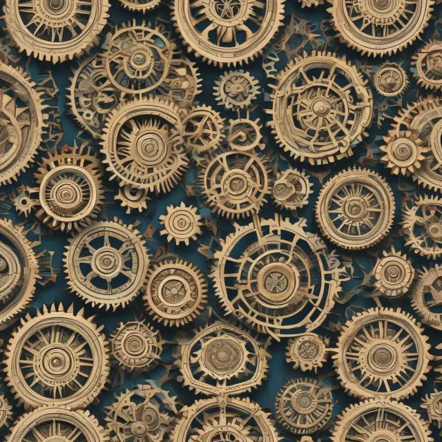 An intricate kaleidoscope with gears symbolizing accounting policies and reporting standards shaping shareholder equity