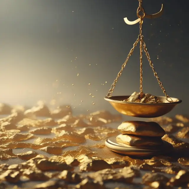 Golden scale pours nuggets over undulating cost of capital waves, symbolizing Shareholder Value Added (SVA) calculation.