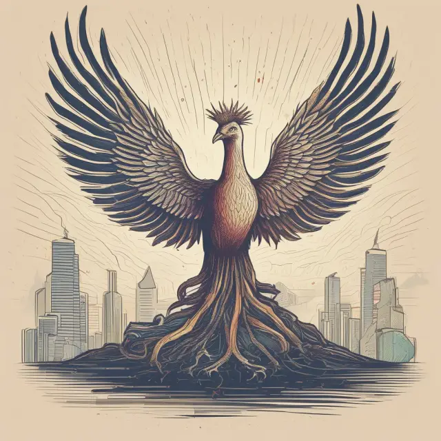 Phoenix rising above financial charts, representing SVA